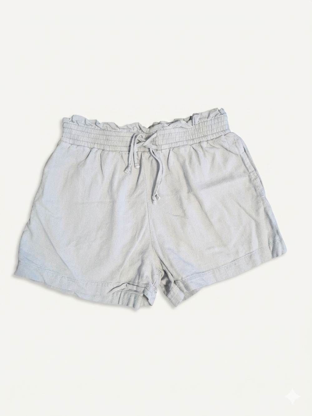 Vanilla Star Linen Blend Shorts Womens Medium M Gray Paperbag Waist Pull On Boho